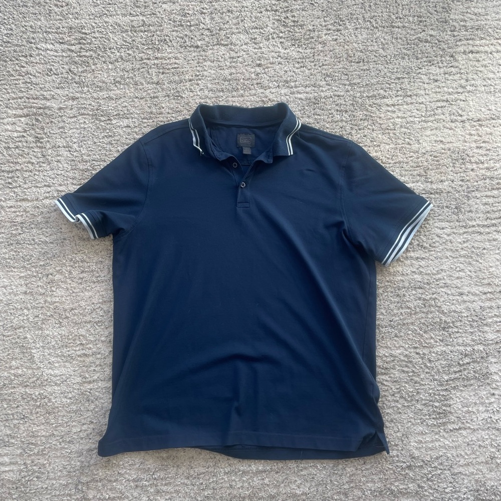 14th & Union Dark Blue Polo with Striped Trim
